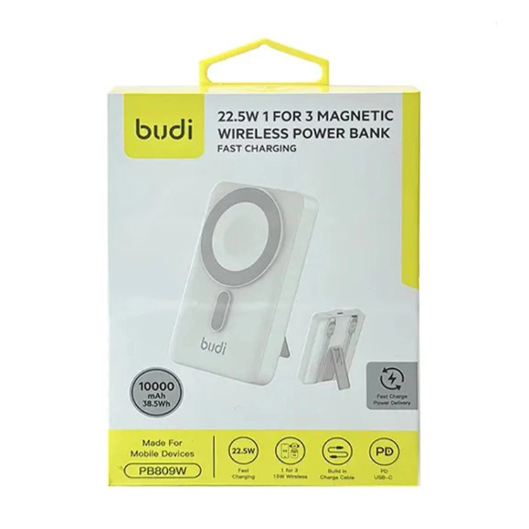 پاوربانک 22.5W بودی مدل Budi PB809W ظرفیت 10000 میلیآمپرساعت