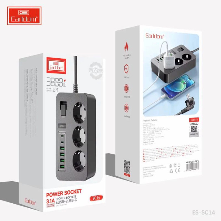 چندراهی برق و شارژر ارلدام مدل ES-SC14 توان 3000 وات