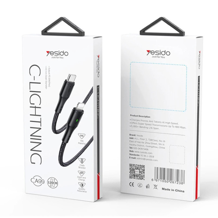 کابل تبدیل USB-C به لایتنینگ یسیدو مدل CA-99